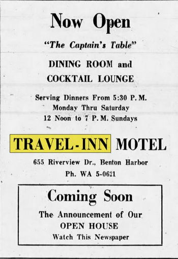 Travel Inn (Hills Travel Inn, New Harbor Condominiums) - Oct 1961 Ad